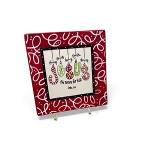 Burton & Burton He is the Reason Christmas Platter, Carla Grogan Red, Green